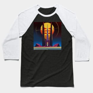 Vintage Cyberpunk City Poster Baseball T-Shirt